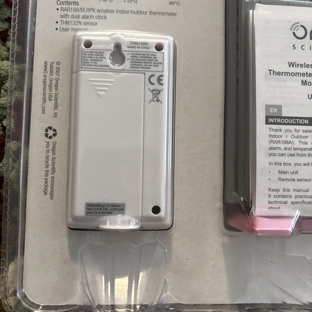 Oregon Scientific RAR188 Wireless Indoor Outdoor Thermometer Alarm Clock NEW NOS - Picture 9 of 11